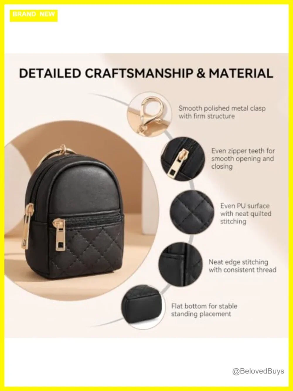 Mini Backpack Keychain Faux Leather Cute Coin Purse Bag Charm Dual Zipper